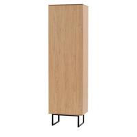 GARDEROBENSCHRANK Stone Eiche 58 x 200 cm, großer Schuhschrank mit Push-to-Open - Eichefarben/Schwarz, Holzwerkstoff/Metall (58/200/40cm) - Furn.Design