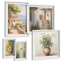 BILDER SET 5er Set - 50x50 cm & 20x30 cm & 40x60 cm Weißer Rahmen - Architektur der Zitronenstadt - Weiß, Kunststoff (40/60cm) - TULUP