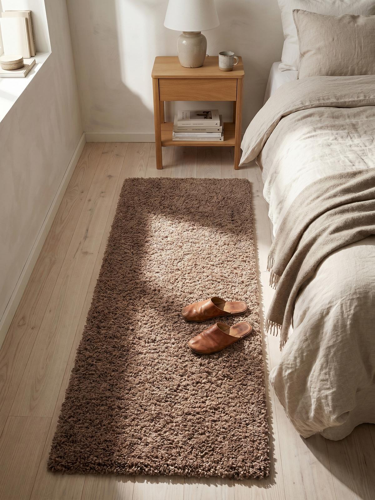HOCHFLORTEPPICH RHEIN, einfarbig, aus Polypropylen, Mokka, 80 x 250 cm - Braun, Textil (250/80cm) - KADIMA DESIGN