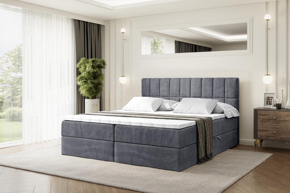 BOXBETT mit Matratze H3 und Lattenrost - MIAMI - 140x200 cm Dunkelgrau - Dunkelgrau, Holzwerkstoff (140/200cm) - ALTDECOR
