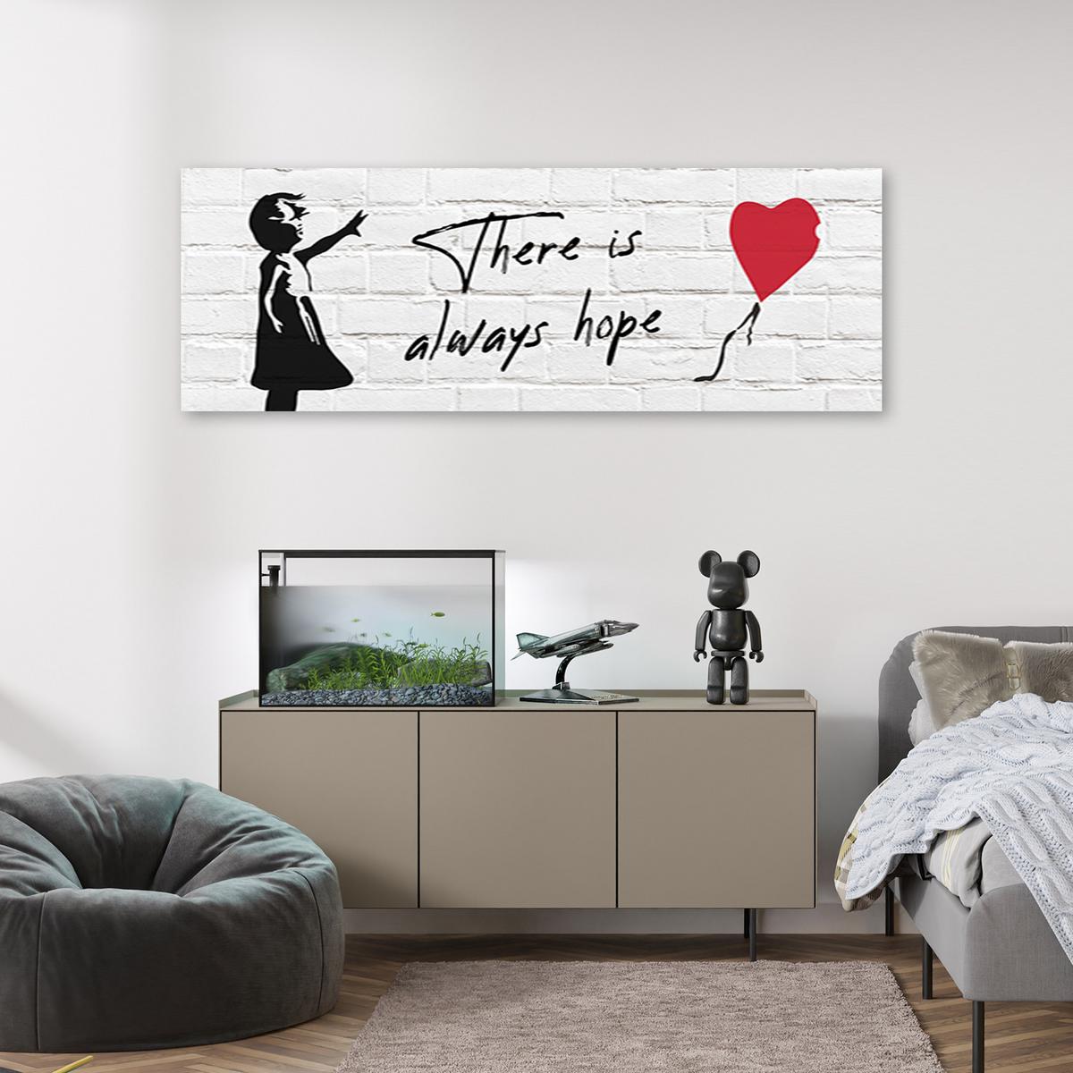 WANDBILD banksy mädchen mit luftballon - Weiß, Textil (90/30cm) - Feeby