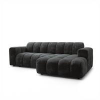 ECKSOFA TISI Schwarz Chenille - Schwarz, Holz (274/165cm) - MASSENO