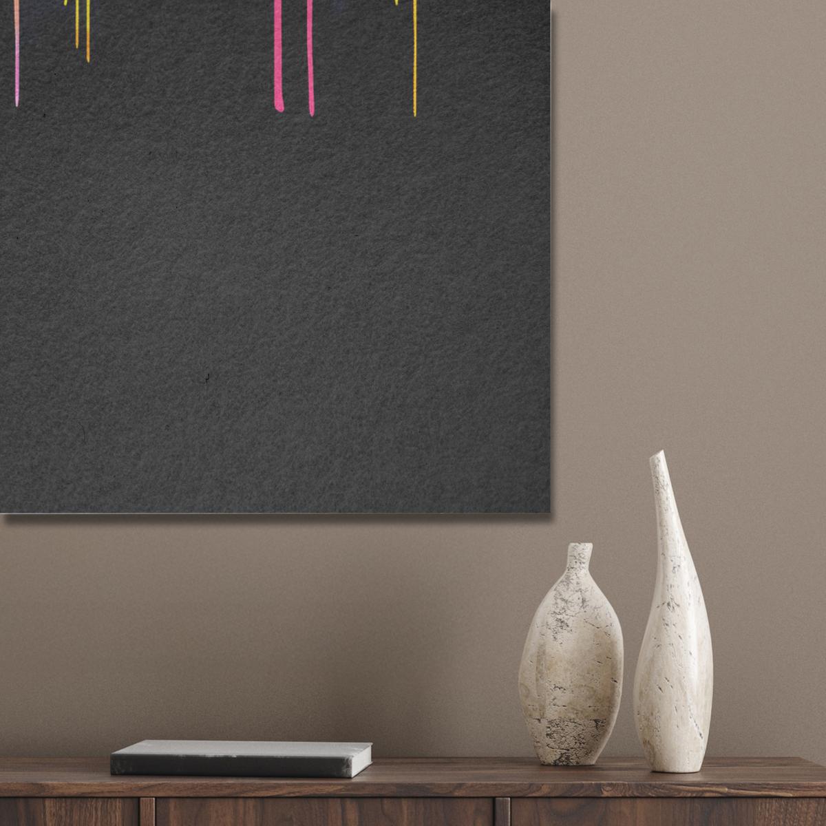 AKUSTIKBILD Weltkarte - Farbe - Bunt - Graffiti - Welt Wanddeko 70x100 cm - Multicolor, Textil (70/100/0.9cm) - MuchoWow