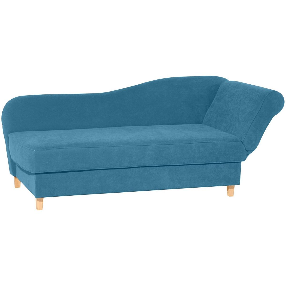 RECAMIERE mit Armteil rechts klappbar Katia Bezug Veloursstoff Buche natur / petrol - Blau, Kunststoff (190/82/88cm) - 58aufmkessel