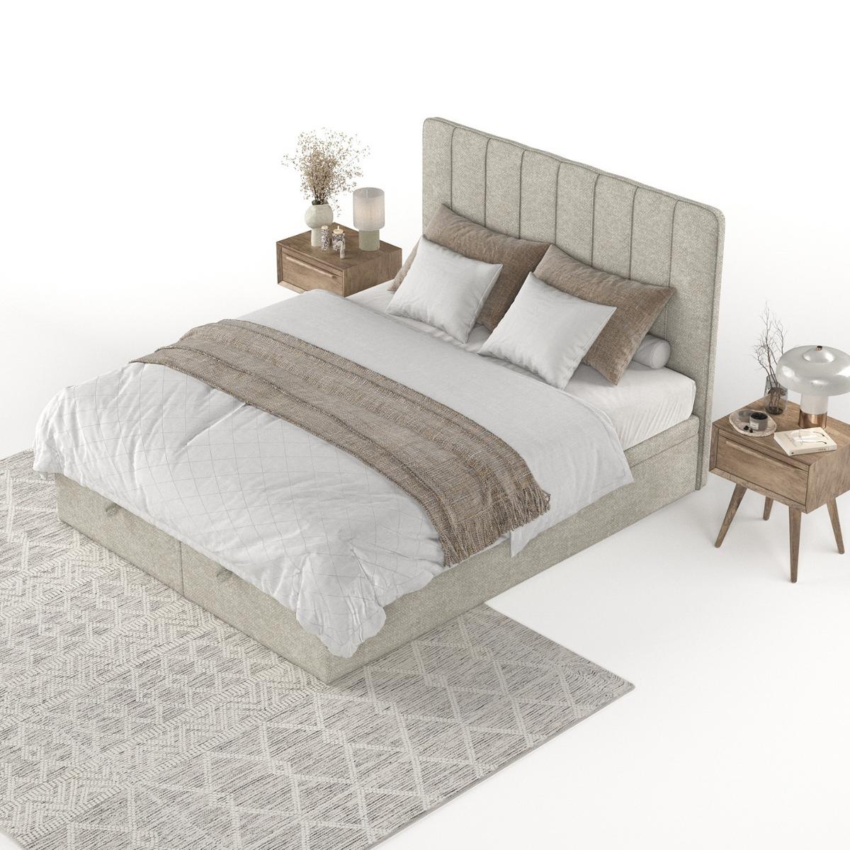 POLSTERBETT Vienna mit Stauraum 200/200 cm Beige im Alta Stoff - Beige/Schwarz, Holz/Holzwerkstoff (200/200cm) - AltaBeds