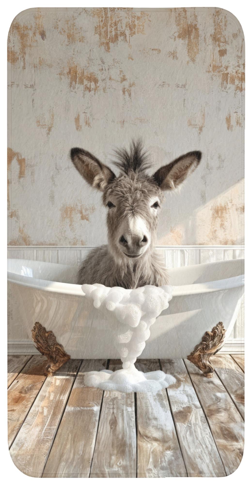 BADEMATTE Esel - Tiere - Badewanne - Schaumstoff Badteppich 60x120 cm - Creme, Textil (60/120cm) - OnlyWow