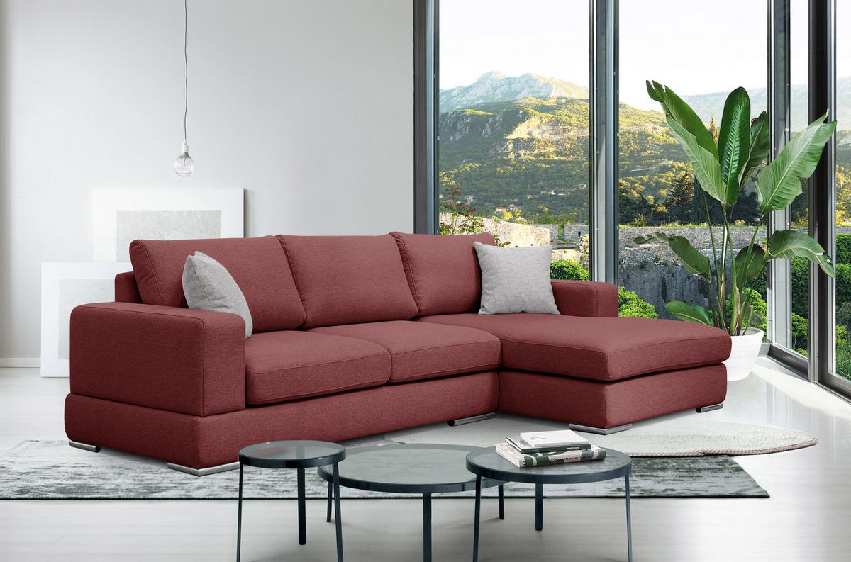 ECKSOFA OTTO 4-Sitzer, bordeaux - Bordeaux, Holzwerkstoff/Textil (279/159cm) - Wozimo