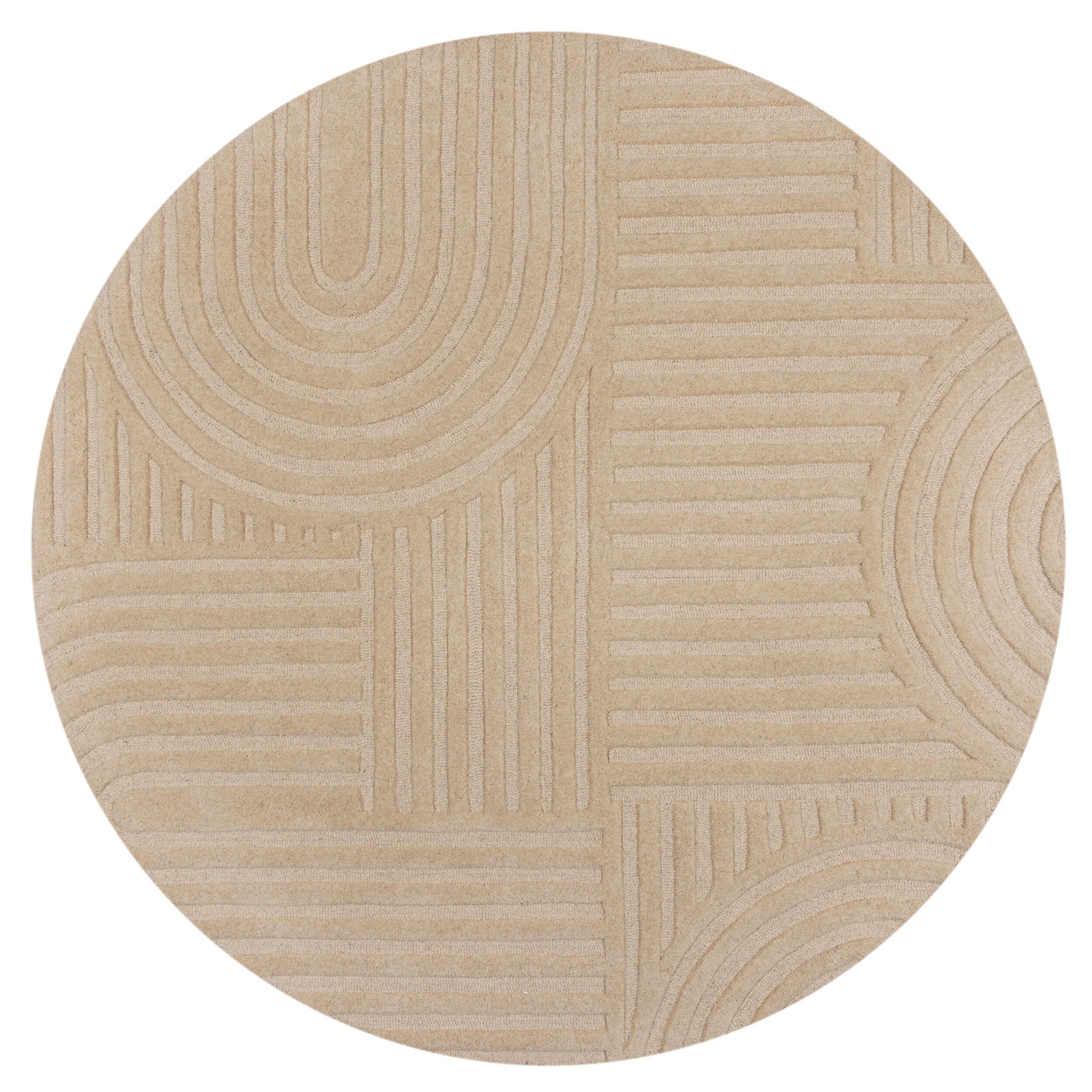 TEPPICH aus Wolle LEVEN in Natur, geometrisch, Ø 160 cm - Beige, Textil (160/160cm) - KADIMA DESIGN