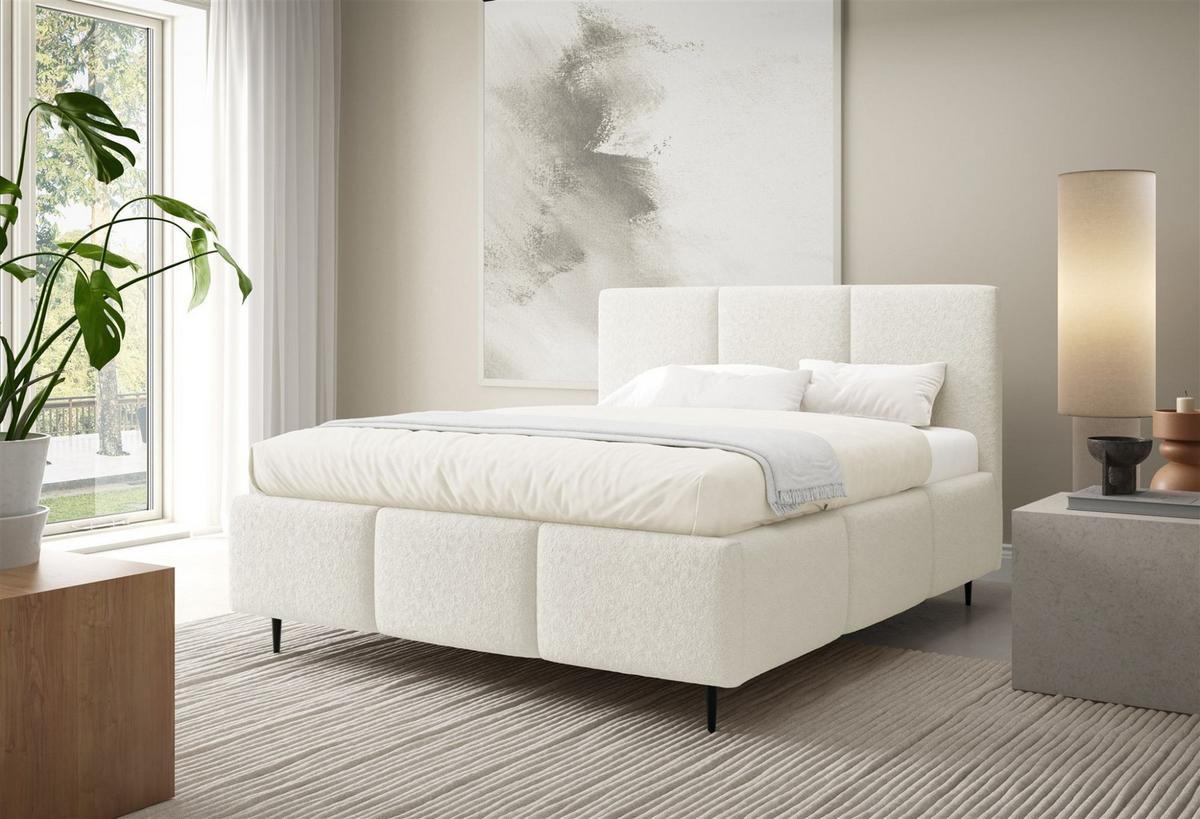 POLSTERBETT Miami Komplettset - Creme, Holzwerkstoff/Textil (140/200cm) - Fun Möbel