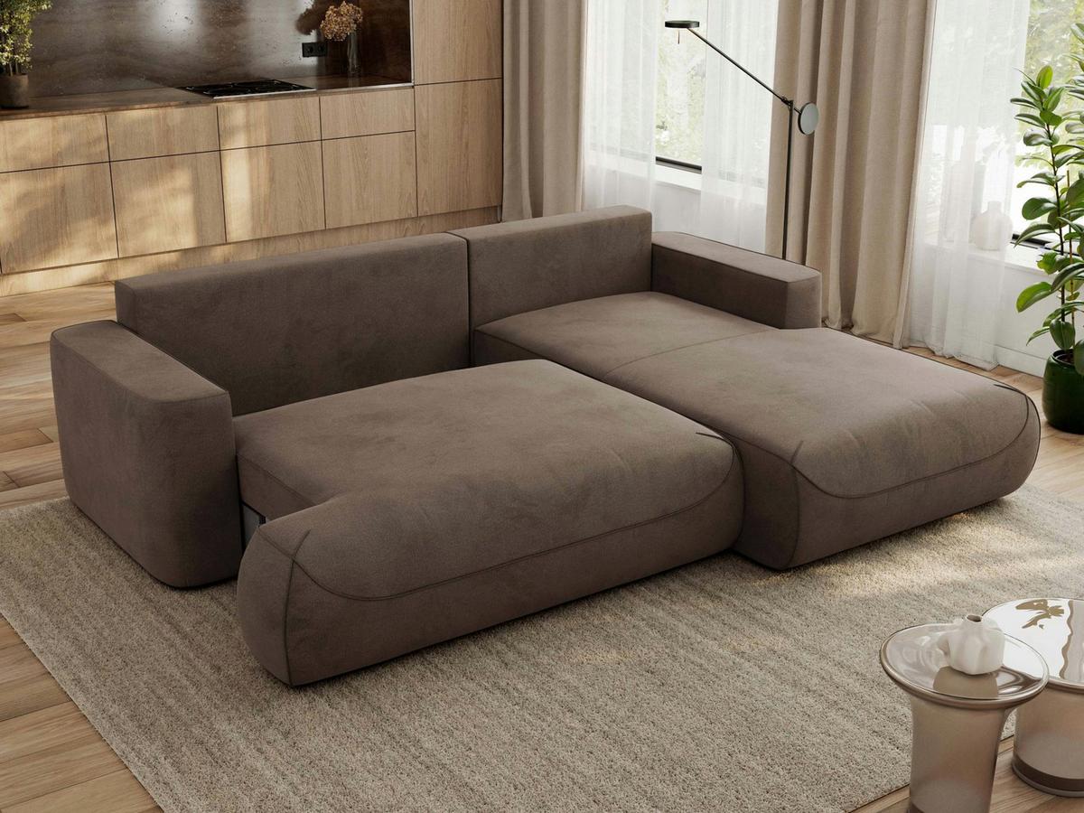 ECKSOFA OVO L Braun Velvet - Rechts Seite - Schwarz/Braun, Kunststoff/Textil (195/271cm) - MKS