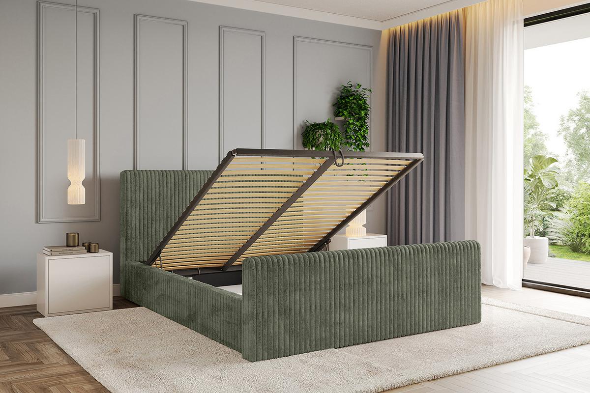 POLSTERBETT mit Bettkasten, Fußteil und Lattenrost, Boxbett ohne Matratze - ALOVA-Z-V1 120x200 Olivgrün - Olivgrün, Holzwerkstoff/Textil (120/200cm) - ALTDECOR
