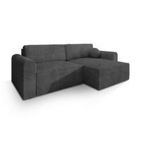 ECKSOFA FIANO P Graphitfarben Kordstoff mit Schlaffunktion - Graphitfarben/Grau, Holz/Kunststoff (245/148cm) - MASSENO