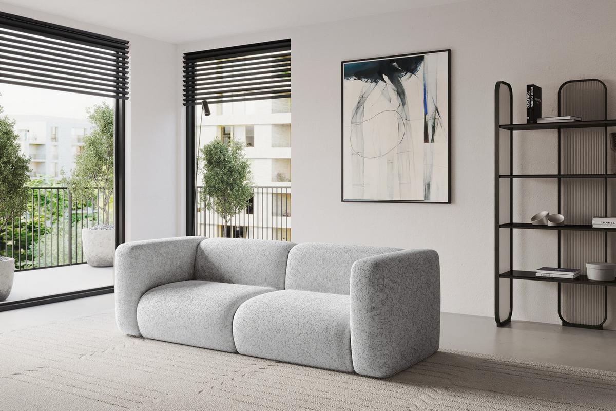 MODULARES Sofa 2-SITZER MIRA-S1 228x89x70 Grau cm Velours - Schwarz/Grau, Holzwerkstoff/Kunststoff (228/70/89cm) - ALTDECOR