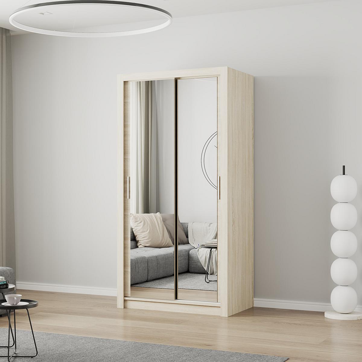 KLEIDERSCHRANK Milan 100 cm, 100/200/64, 2-türig, Sonoma-Eiche - Sonoma Eiche, Holzwerkstoff (100/200/64cm) - imoebel24
