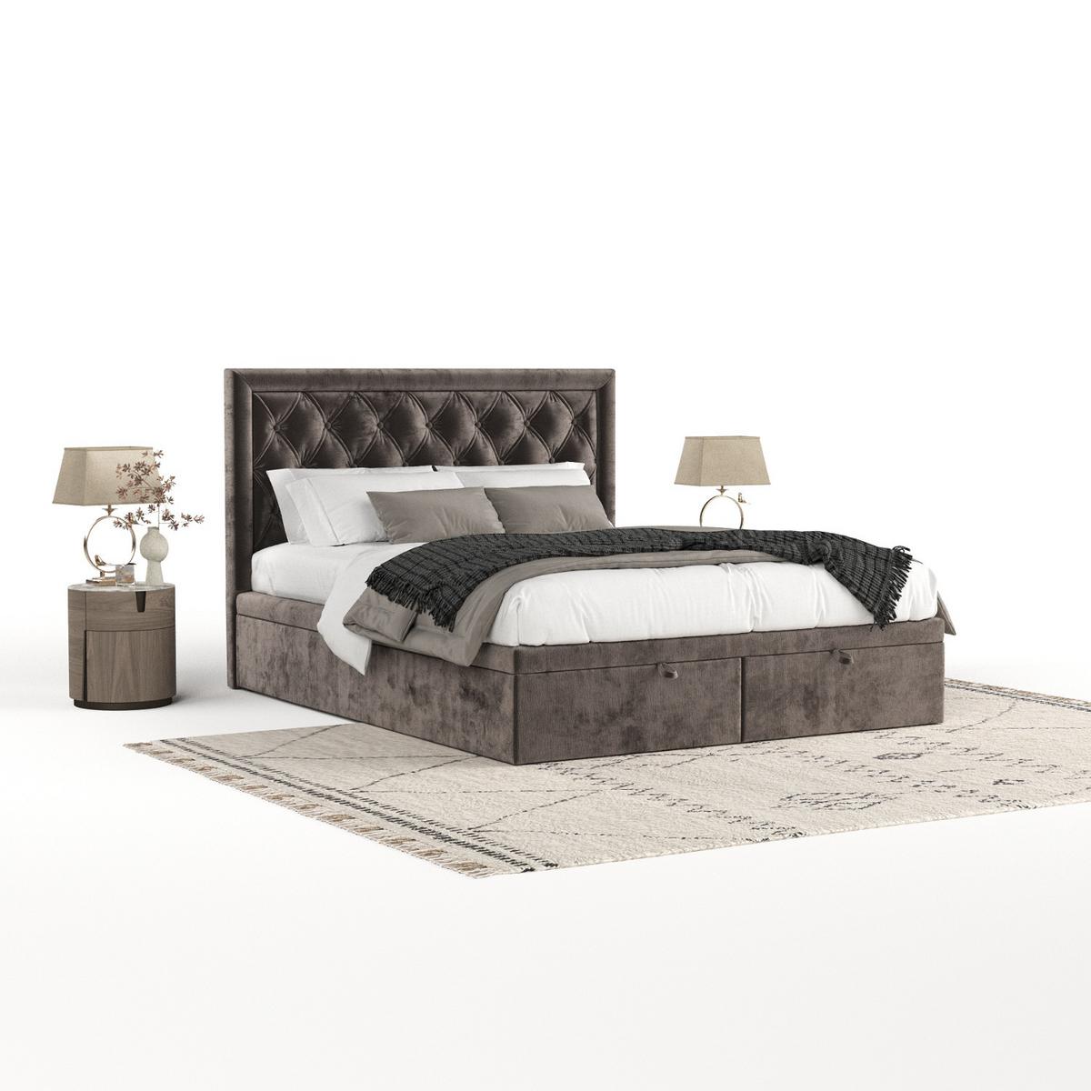 POLSTERBETT Nicobar mit Stauraum 140/200 cm Braun im Lotta Stoff - Schwarz/Braun, Holz/Holzwerkstoff (140/200cm) - AltaBeds