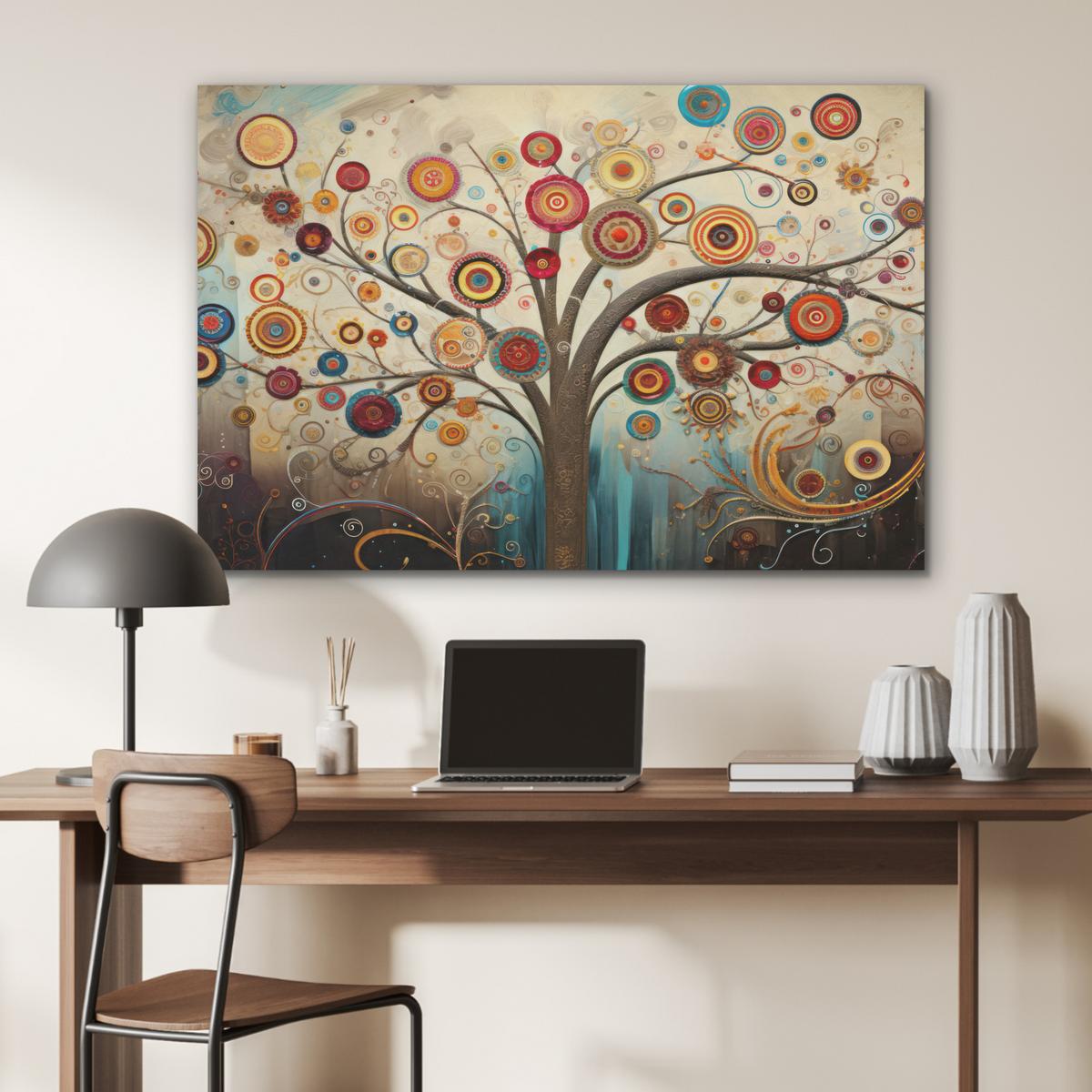 AKUSTIKBILD Baum - Baum des Lebens - Farbe Wandbild Wohnzimmer 100x70 cm - Braun, Kunststoff (100/70/0.9cm) - MuchoWow