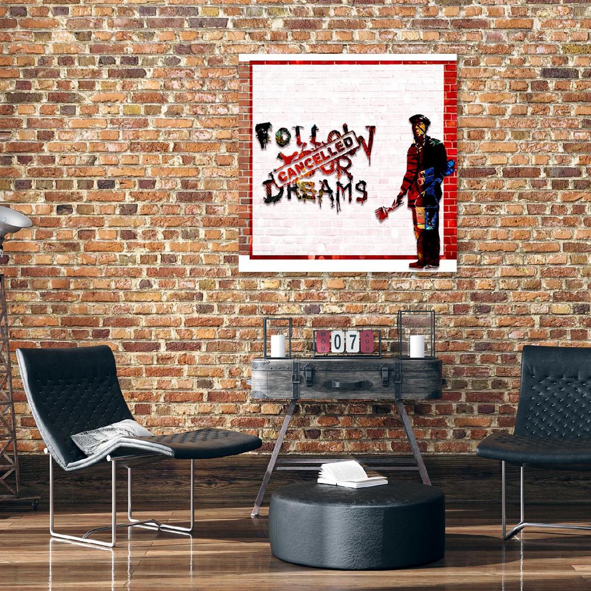 WANDBILD banksy straßenkunst - Orange, Textil (30/30cm) - Feeby