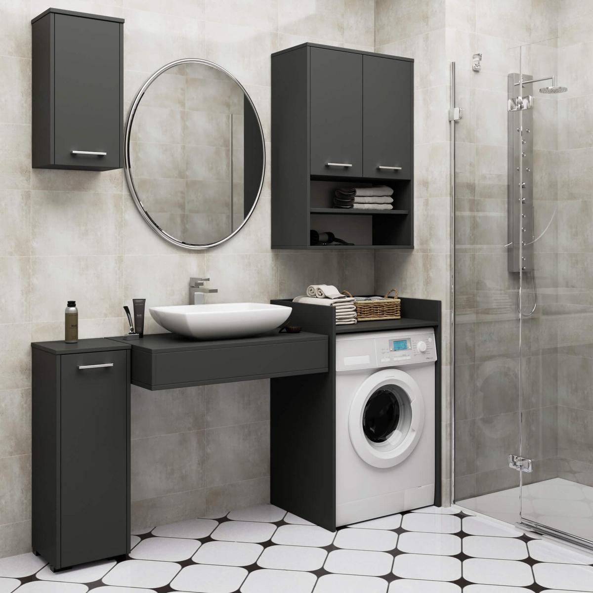 WASCHMASCHINENUMBAUSCHRANK, 64 × 50 × 98 cm Grau - Grau, Holzwerkstoff (64/98/50cm) - RAUMHIRSCH FURNITURE