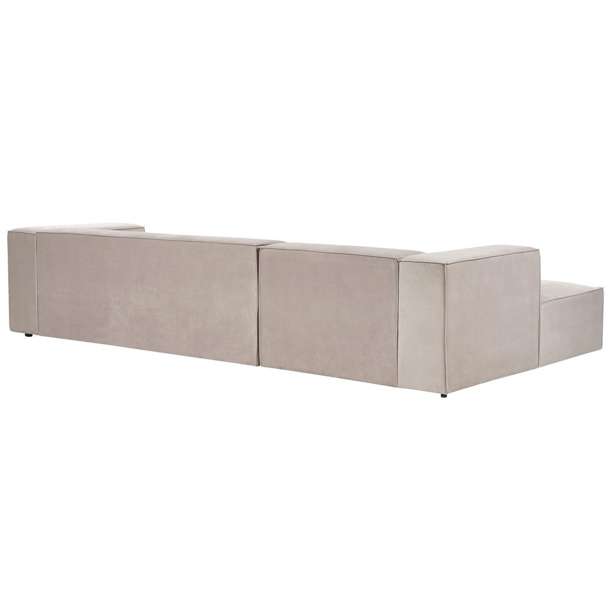 3-SITZER-ECKSOFA Samtstoff taupe linksseitig Vernon - Taupe, Textil (330/178cm) - Beliani