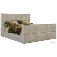 BOXBETT DELNOR DUO 180/200 - Beige Velvet - Topper T25 - H3 - Beige/Schwarz, Kunststoff/Textil (180/200cm) - MKS