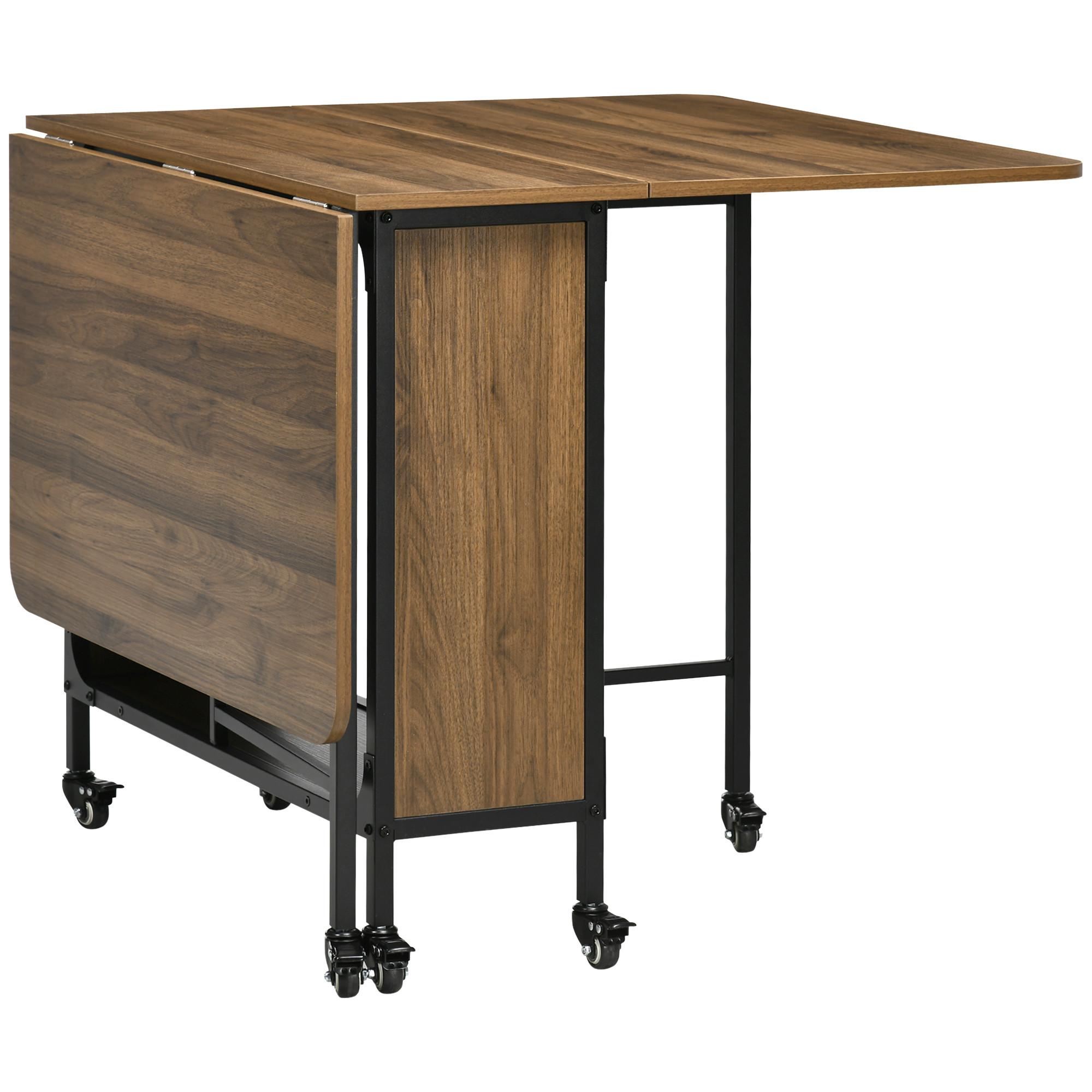 ESSTISCH klappbar, Mobiler Klapptisch für 6 Personen, mit Ablage Braun - Schwarz/Braun, Kunststoff/Metall (130/80/74cm) - HOMCOM