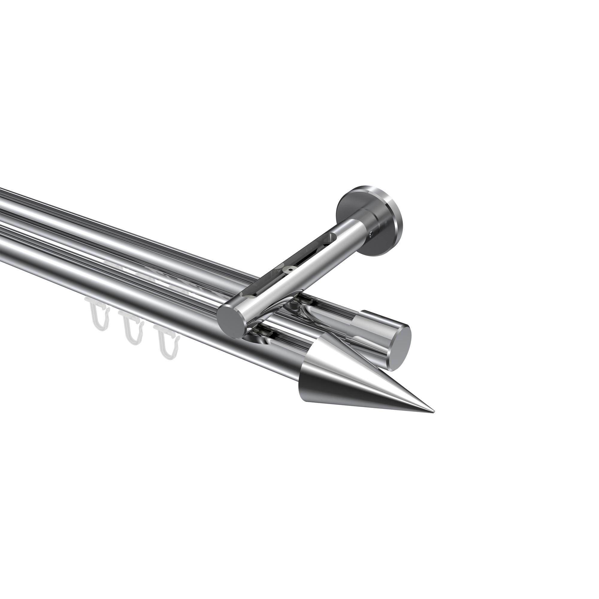 GARDINENSTANGE INNENLAUF Siteno Savio 300 cm (geteilt in 3 x 100 cm), 2-läufig, 20 mm Ø Chrom - Chromfarben, Metall (300cm) - INTERDECO
