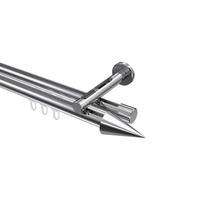 GARDINENSTANGE INNENLAUF Siteno Savio 300 cm (geteilt in 3 x 100 cm), 2-läufig, 20 mm Ø Chrom - Chromfarben, Metall (300cm) - INTERDECO