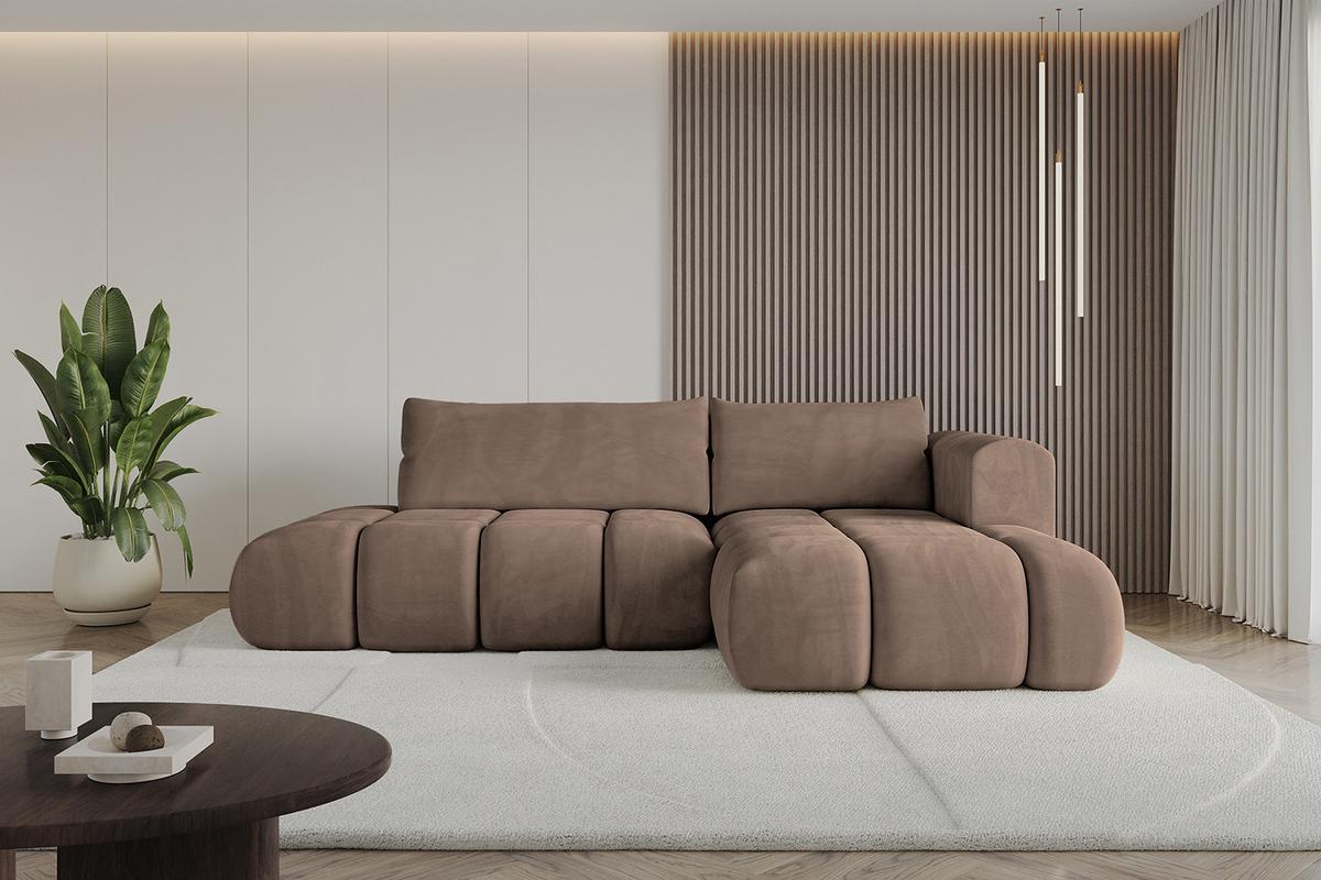 ECKSOFA Ottomane Rechts CLOUD-L 280x185x90 Braun Velours - Braun, Holzwerkstoff/Kunststoff (185/280cm) - ALTDECOR