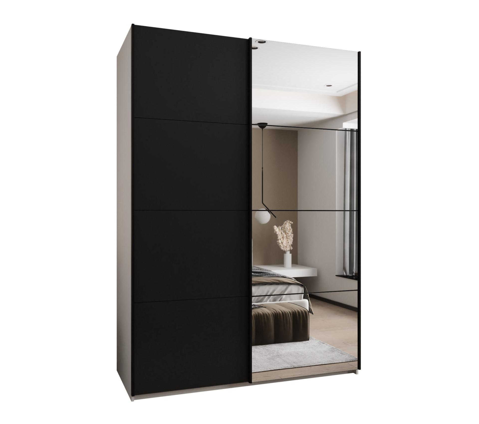 SCHWEBETÜRENSCHRANK 245,5/170/64 2-türig - Schwarz/Weiß, Holz/Metall (170/245/64cm) - Abiks Möbel