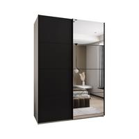 SCHWEBETÜRENSCHRANK 245,5/180/64 2-türig - Schwarz/Weiß, Holz/Metall (180/245/64cm) - Abiks Möbel