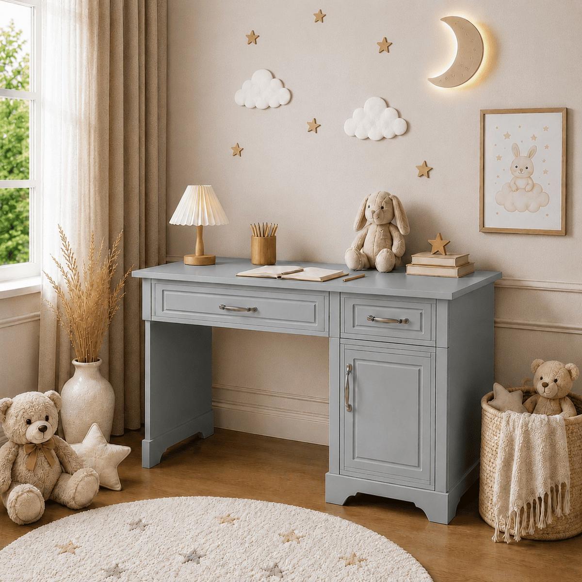 CHILDREN'S desk TWINKLE für das Kinderzimmer Grau matt - Grau, Holzwerkstoff (122/76/60cm) - Lookway