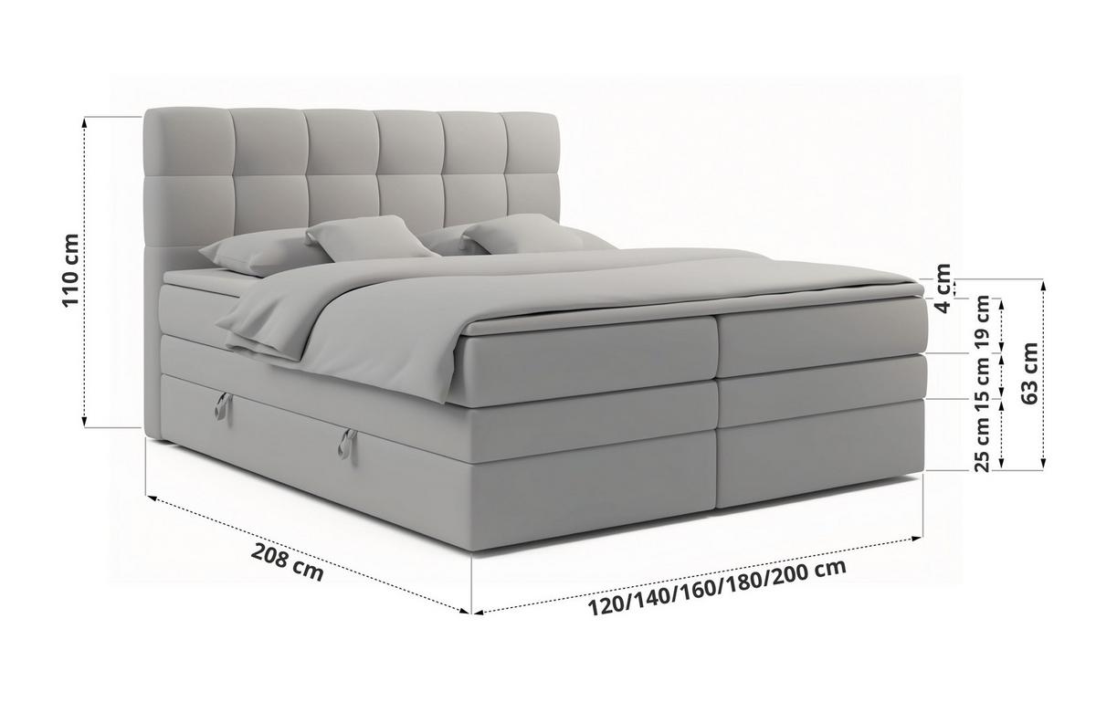 BOXSPRINGBETT LUKA KING 120/200 Schwarz Kunstleder - H4 - Schwarz, Holz/Textil (120/200cm) - MKS