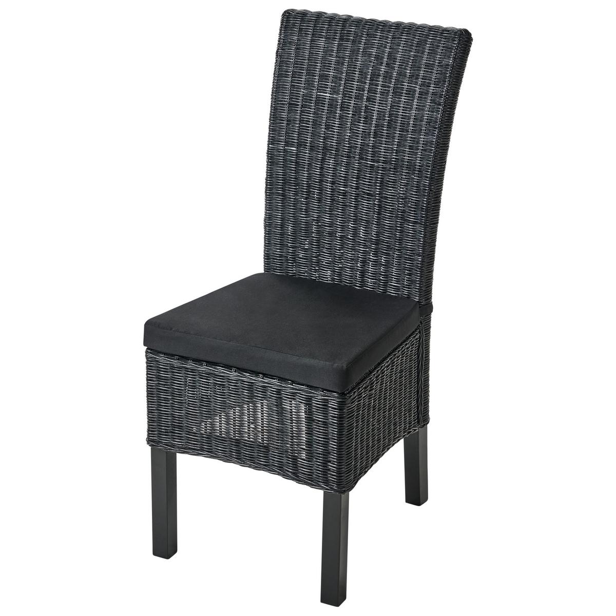 ESSZIMMERSTUHL 2er-Set Schwarz Andes - Schwarz, Naturmaterialien (43/105/50cm) - Beliani