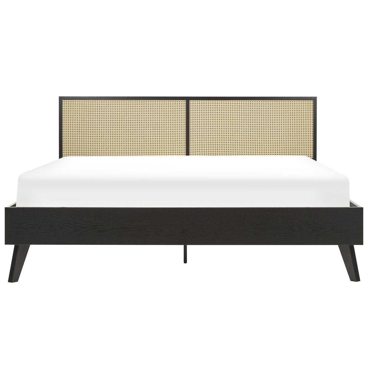 BETT 180/200cm Schwarz Monpazier - Schwarz, Naturmaterialien (180/200cm) - Beliani