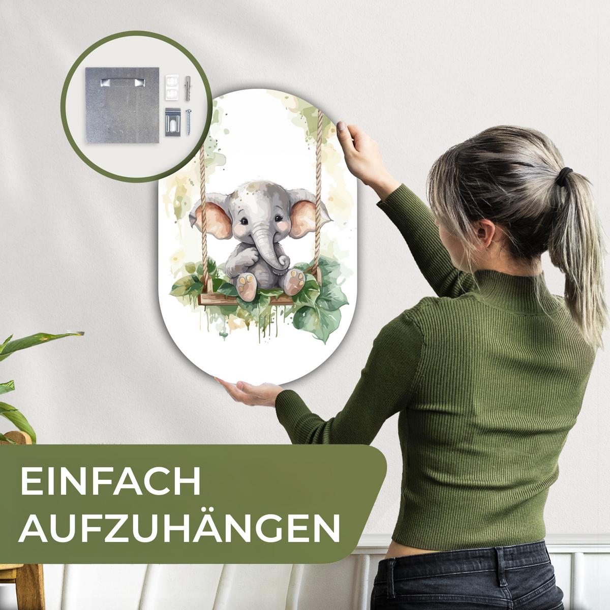 WANDBILD Elefant - Tier - Kinder - Dschungel Deko Wohnzimmer 40x60 cm - Hellgrau, Kunststoff (40/60cm) - MuchoWow