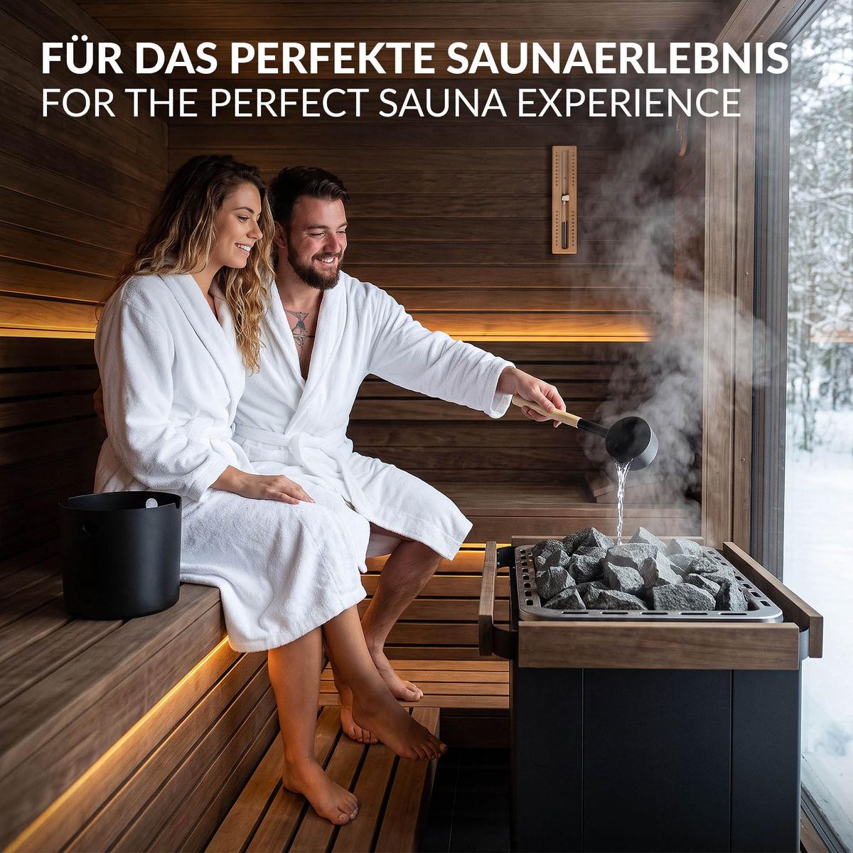 SAUNA ZUBEHÖR SET 2 tlg Aufgusseimer Saunakelle aus Aluminium Schwarz Saunaaufguss Set - Schwarz, Metall (24.3/22.5/24.3cm) - LuxeBath