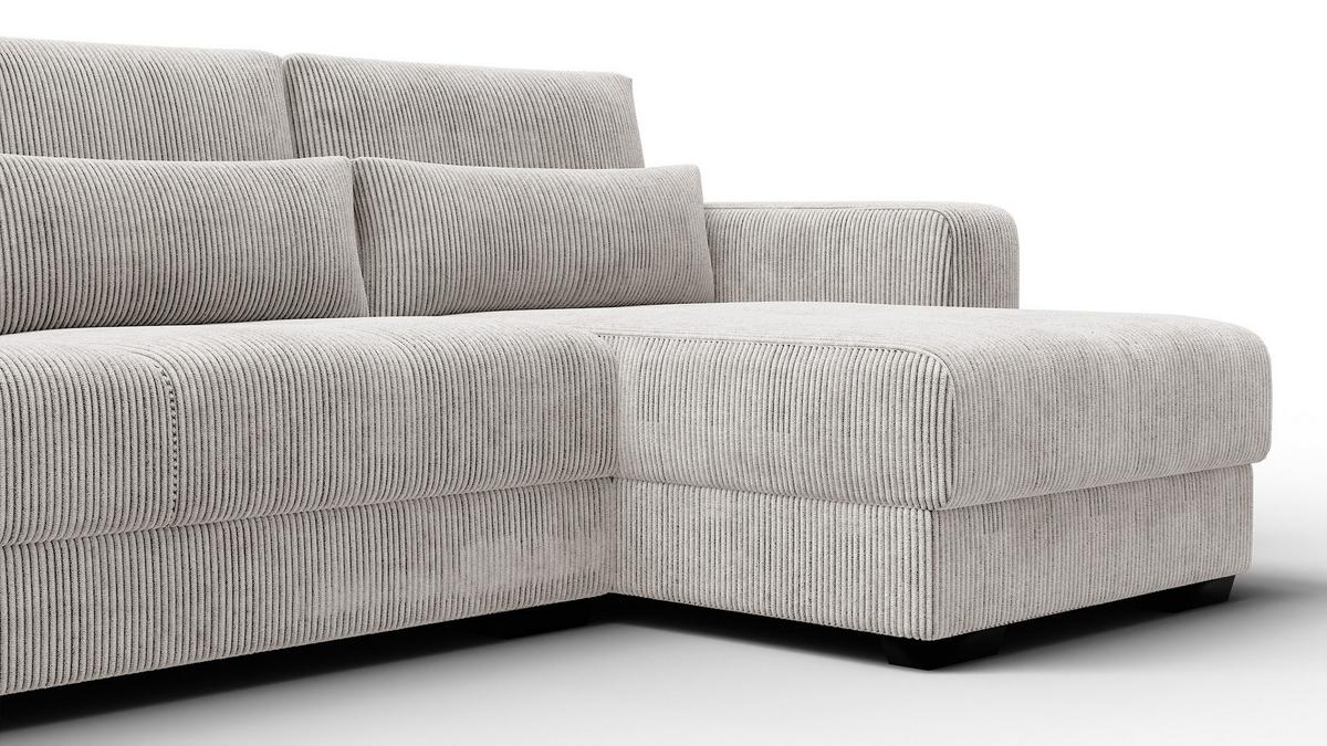 ECKSOFA OLI 4-Sitzer rechts, perlweiß - Weiß, Holz/Textil (295/172cm) - Wozimo