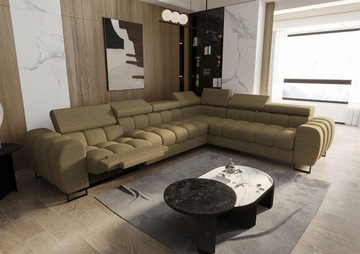 ECKSOFA Bastien Relax - Grün, Holzwerkstoff/Textil (330/260cm) - Fun Möbel