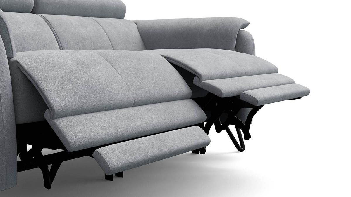 RELAXSOFA RODEN 2-Sitzer mit 2 Relax, hellgrau, Veloursstoff - Hellgrau, Holz/Textil (148/82/103cm) - Wozimo
