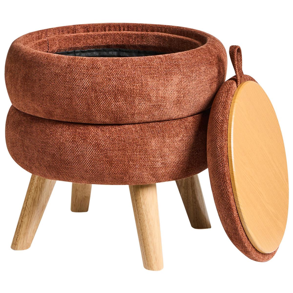 POUF mit Stauraum Chenillegewebe Goldbraun Hawley - Goldfarben, Textil (40/41/40cm) - Beliani