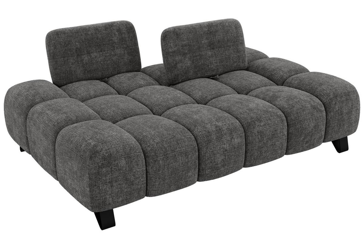 3-SITZER-SOFA NERANO - Dunkelgrau Schenille - Dunkelgrau/Schwarz, Textil/Metall (220/88/146cm) - MKS