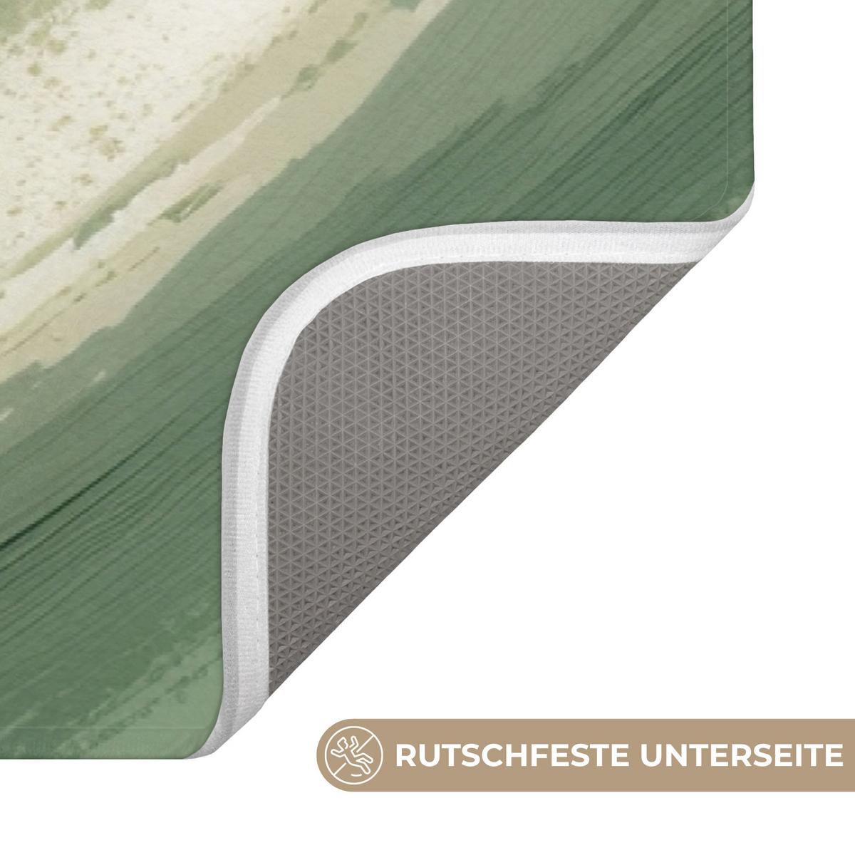 BADEMATTE Abstrakt - Pinselstriche - Wellen - Grün 120x60 cm - Mintgrün, Textil (120/60cm) - OnlyWow