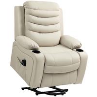 RELAXSESSEL aus PU-Leder Cremeweiß - Creme/Schwarz, Leder/Metall (93/100/95.5cm) - HOMCOM