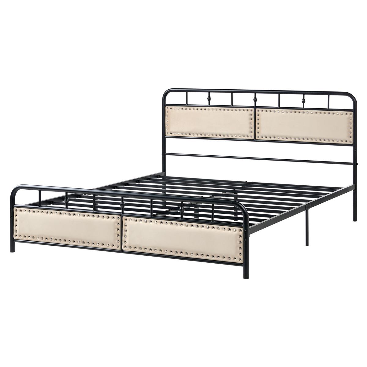BETT mit Lattenrost 160/200 cm Eisen Schwarz Breuillet - Schwarz, Metall (160/200cm) - Beliani