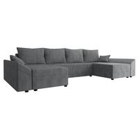 WOHNLANDSCHAFT Dante U Cord - Schwarz/Grau, Holz/Kunststoff (310/82/140cm) - MIRJAN24