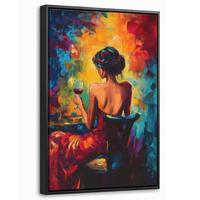 LEINWAND Bilder mit Rahmen - Wein - Frau - Stimmungsvoll - Farbenfroh - 20x30 - Bordeaux, Textil (20/30cm) - MuchoWow