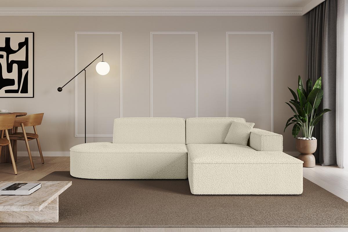 ECKSOFA Ottomane Rechts IREA-L1-v4 - 232x165x77 cm Beige - Creme, Holzwerkstoff/Textil (232/165cm) - ALTDECOR
