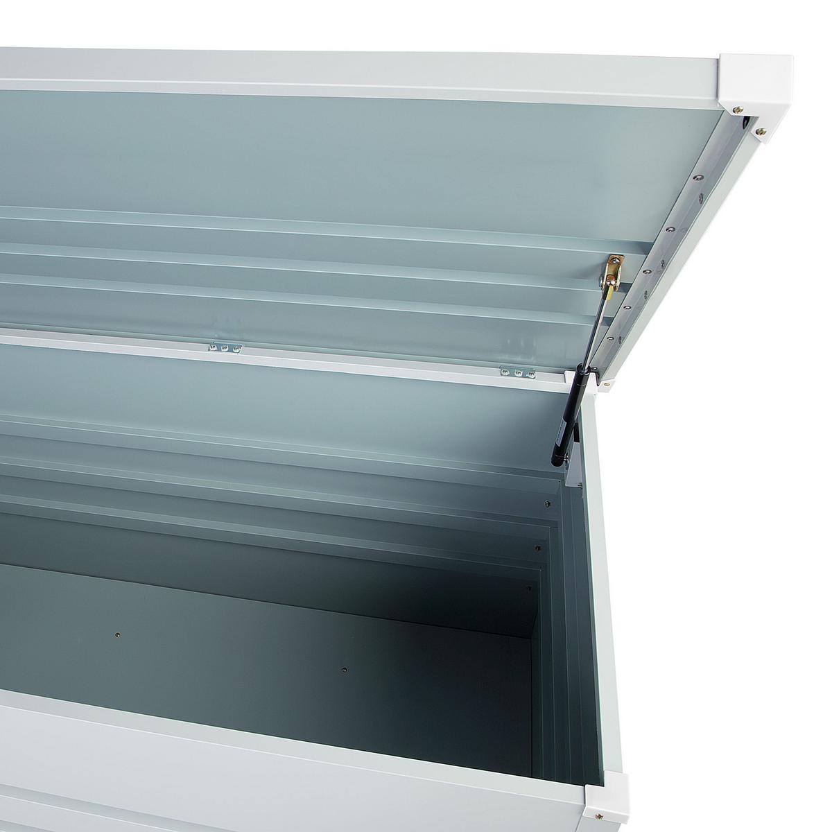 AUFLAGENBOX Stahl hellgrau 132/62 cm Cebrosa - Hellgrau, Metall (132/64/62cm) - Beliani