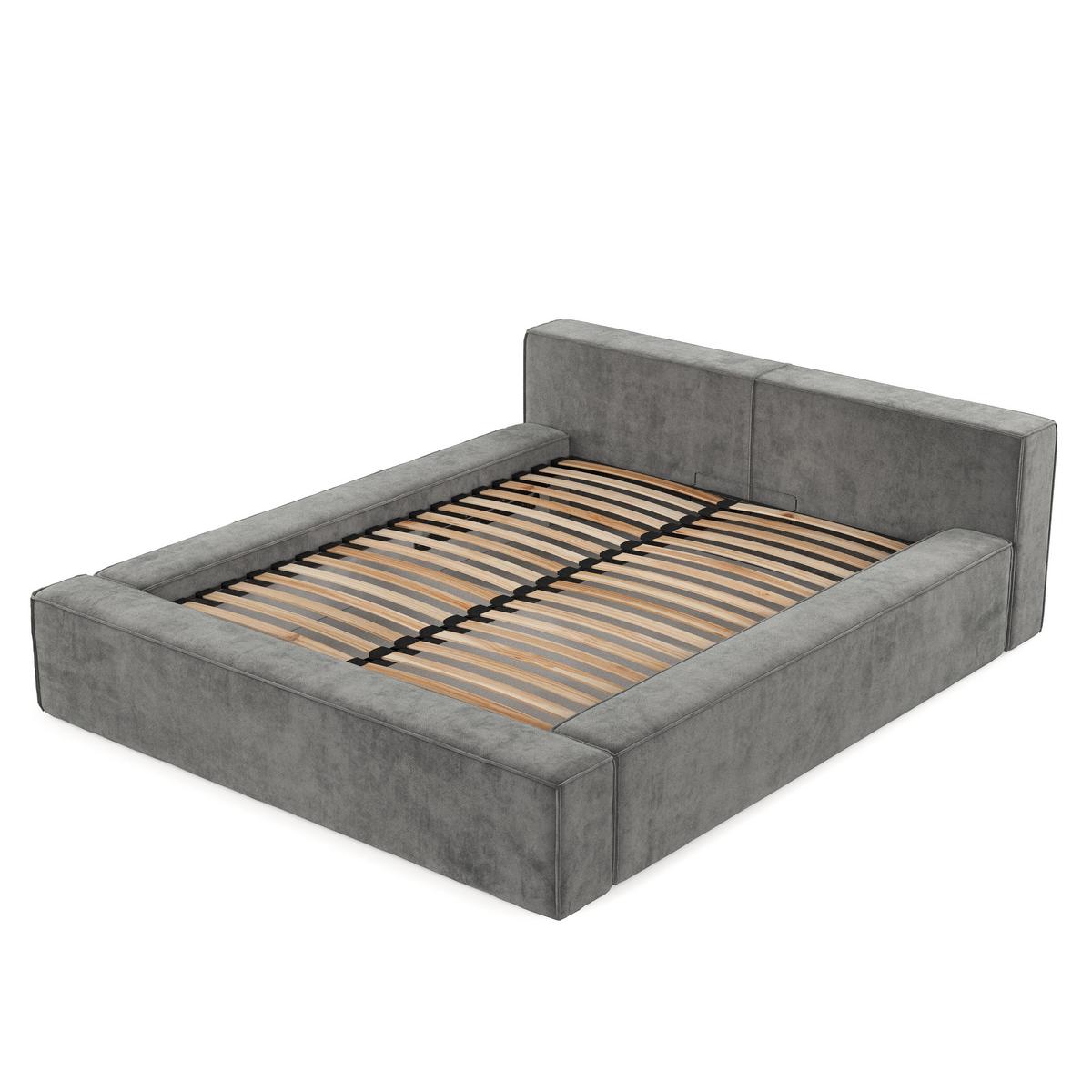POLSTERBETT Casto mit Stauraum 140/200 cm Grau im Terra NW Stoff - Schwarz/Naturfarben, Holz/Holzwerkstoff (140/200cm) - AltaBeds