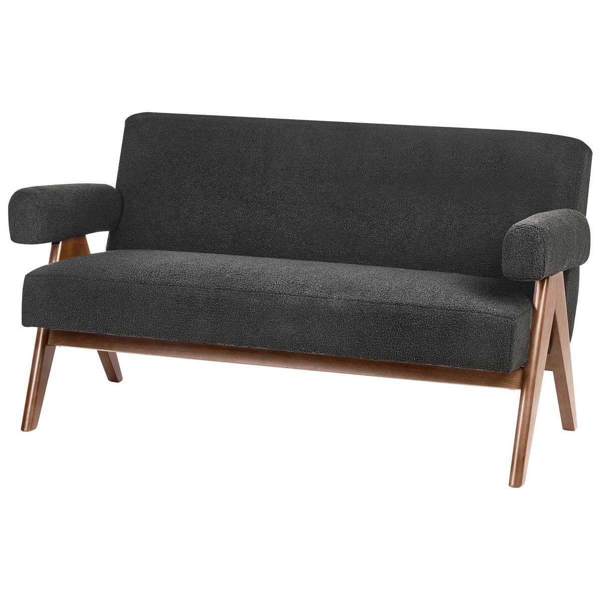 SOFA-SET Bouclé Schwarz/Dunkelbraun Tamre - Schwarz/Braun, Textil (148/79/78cm) - Beliani